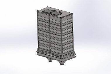 A rendering of a drying aeration bin.