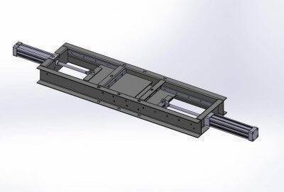 A rendering of a 2-stage bulk dribble gate.