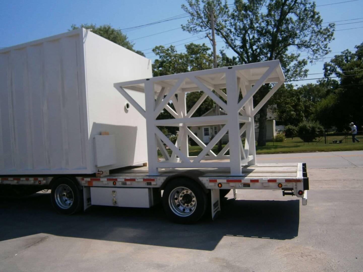 an equipment stand on a trailer